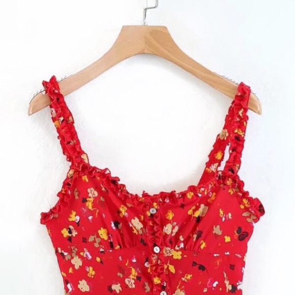 * RESTOCKED * red floral slip dress - Picture 3 of 5